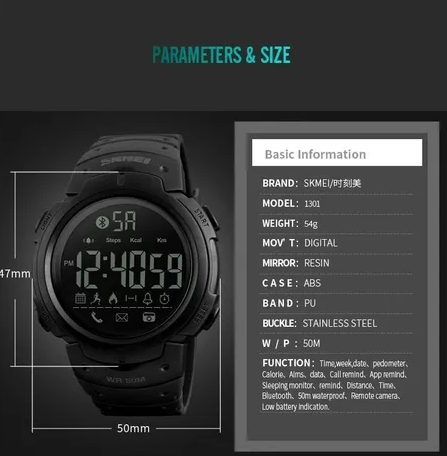 RELOJ - SMARTWATCH SKMEI BLUETOOTH 130